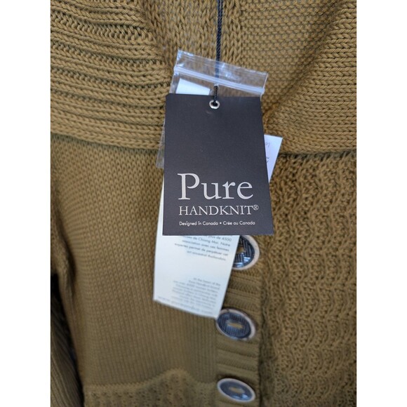 Pure Handknit Cardigan Sweater Patchwork Cotton Stretch Button Front Size M/L - Picture 13 of 15